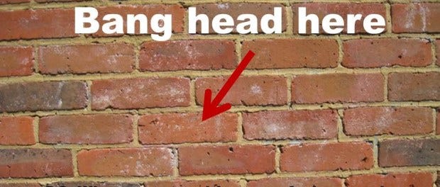 Image result for running into a brick wall